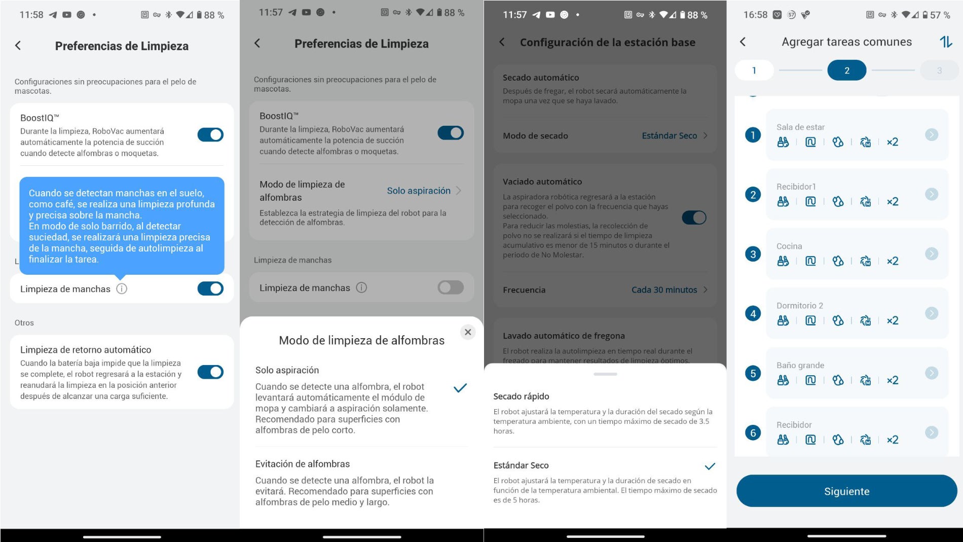 Algunas de las opciones de configuración disponibles en la aplicación del Eufy Omni E25