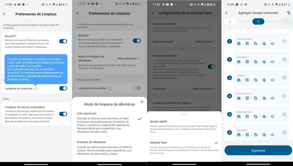 Algunas de las opciones de configuración disponibles en la aplicación del Eufy Omni E25