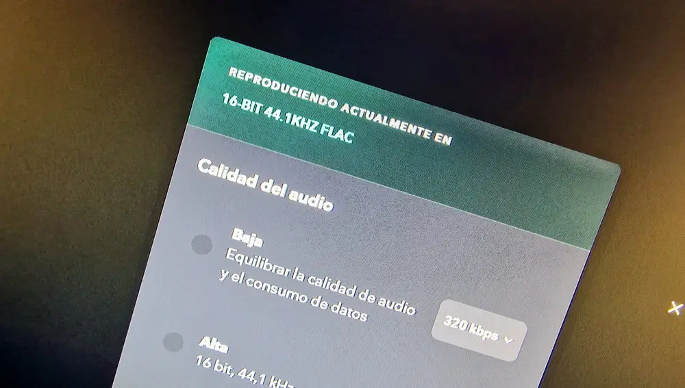 Tidal reproduciendo una canción en calidad de CD