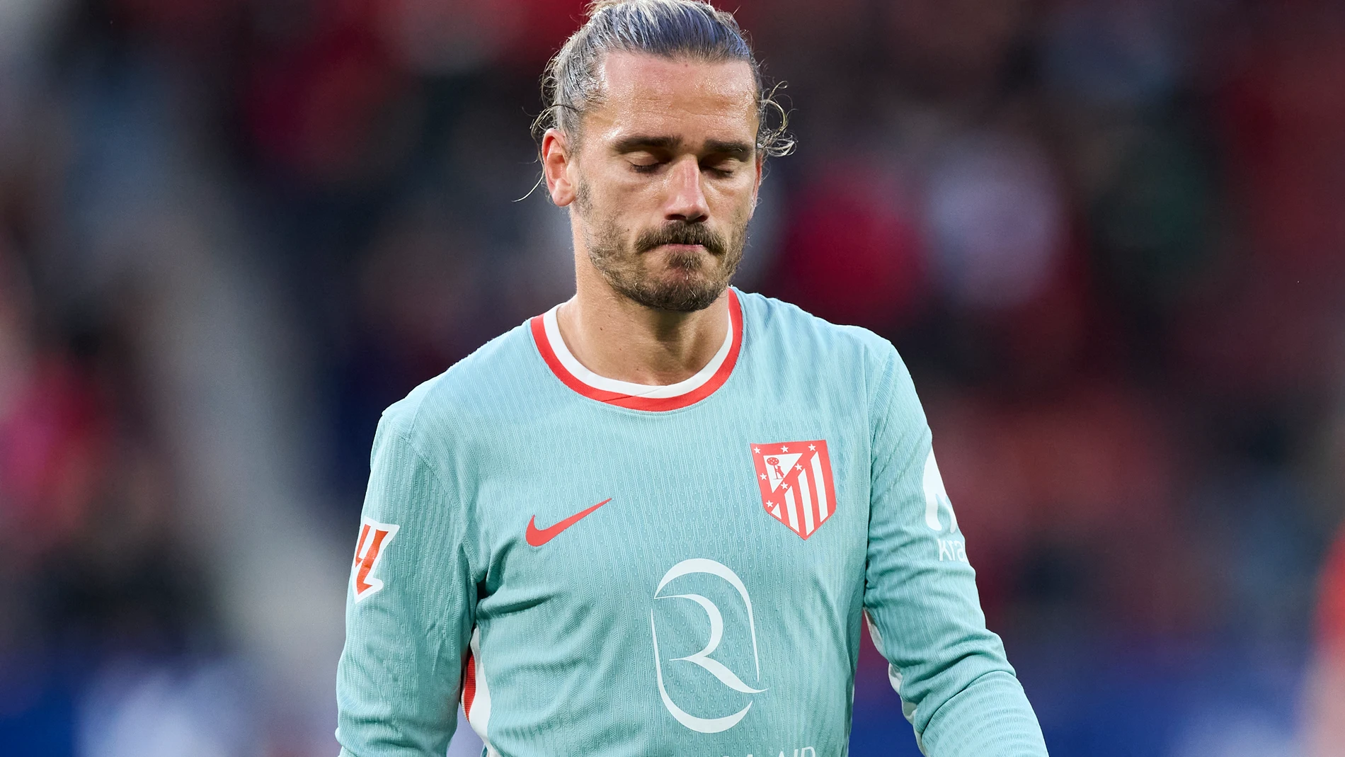 Antoine Griezmann of Atletico de Madrid reacts during the LaLiga EA Sports match between CA Osasuna and Atletico de Madrid at El Sadar on May 15, 2025, in Pamplona, Spain. AFP7 15/05/2025 ONLY FOR USE IN SPAIN
