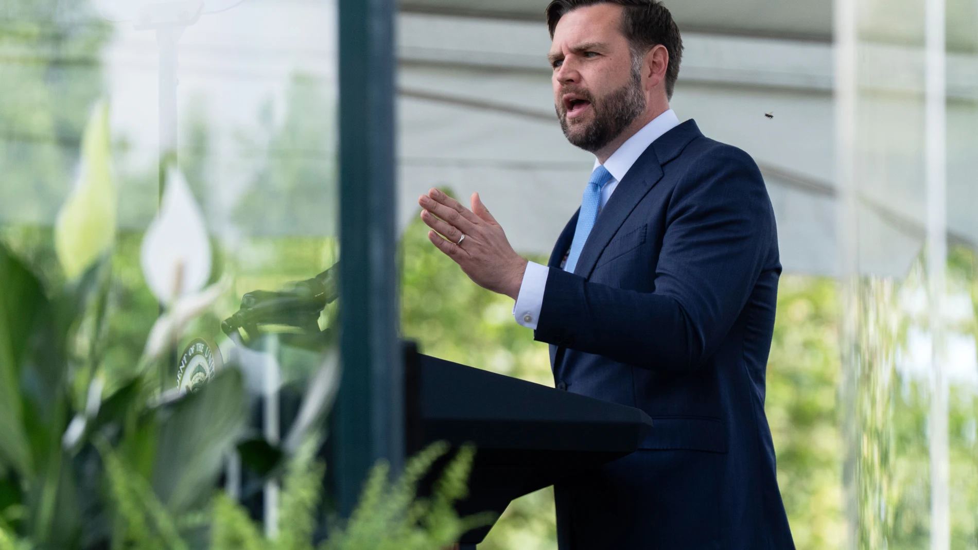 Vice President JD Vance speaks at the 44th annual National Peace Officers' Memorial Service at the U.S. Capitol grounds, Thursday, May 15, 2025, in Washington. (AP Photo/Manuel Balce Ceneta)