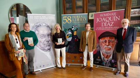 Presentación del programa de la 58ª Feria del Libro de Valladolid, con la participación de la concejal de Educación y Cultura del Ayuntamiento de Valladolid, Irene Carvajal; el director del certamen, Pedro Ojeda; y el presidente del Gremio de Libreros de Valladolid, Pablo de Garay.