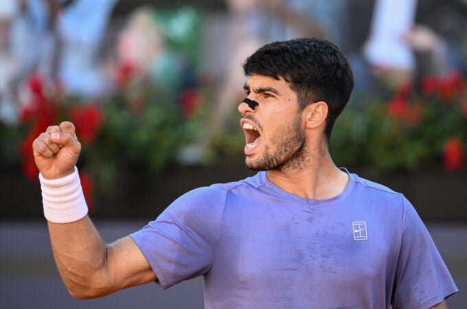 Alcaraz, durante su semifinal ante Musetti