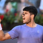 Alcaraz, durante su semifinal ante Musetti