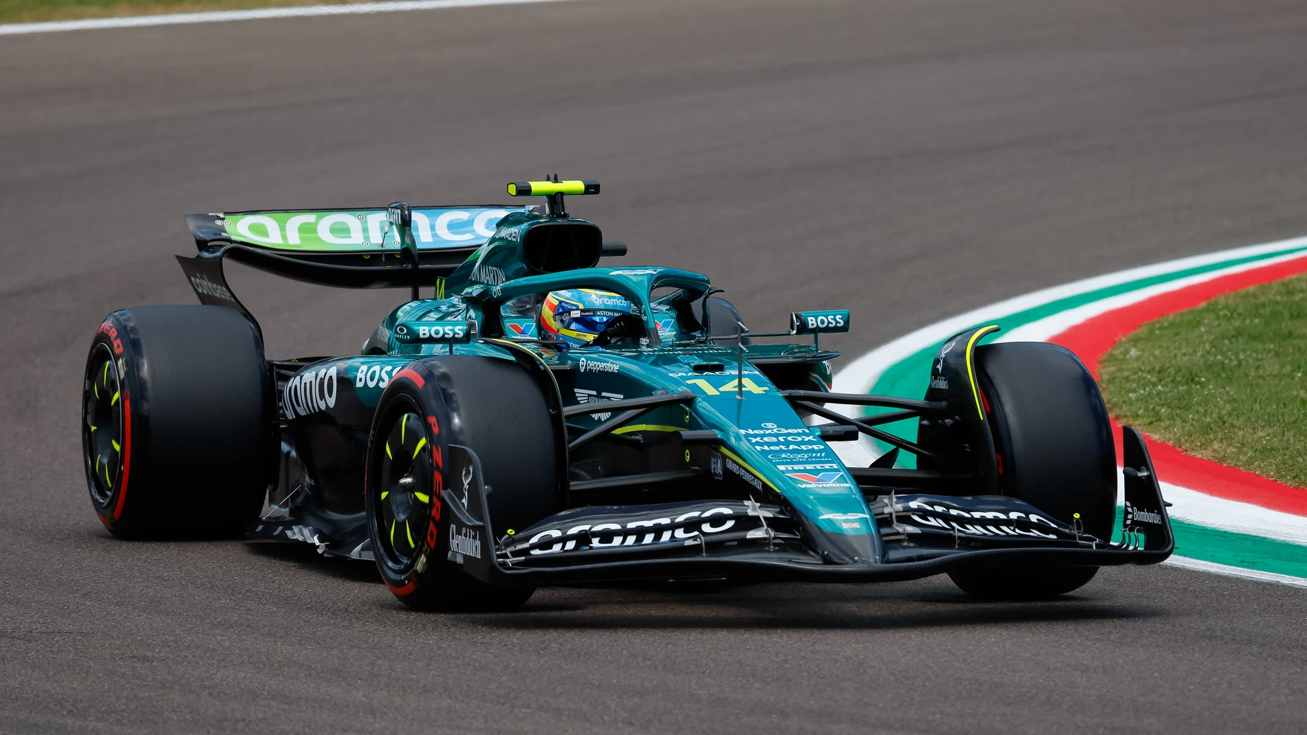 14 ALONSO Fernando (spa), Aston Martin F1 Team AMR24, action during the Formula 1 AWS Gran Premio del Made in Italy e Dell’Emilia-Romagna 2025, Emilia Romagna Grand Prix 2025, 7th round of the 2025 FIA Formula One World Championship from May 16 to 18, 2025 on the Autodromo Internazionale Enzo e Dino Ferrari, in Imola, Italy - Photo Javier Jimenez / DPPI AFP7 17/05/2025 ONLY FOR USE IN SPAIN
