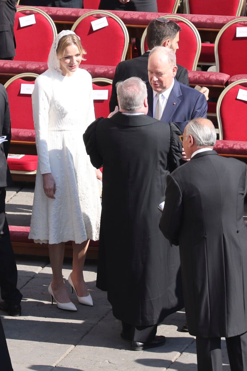 Charlene de Mónaco en la misa de inicio de pontificado de León XIV.