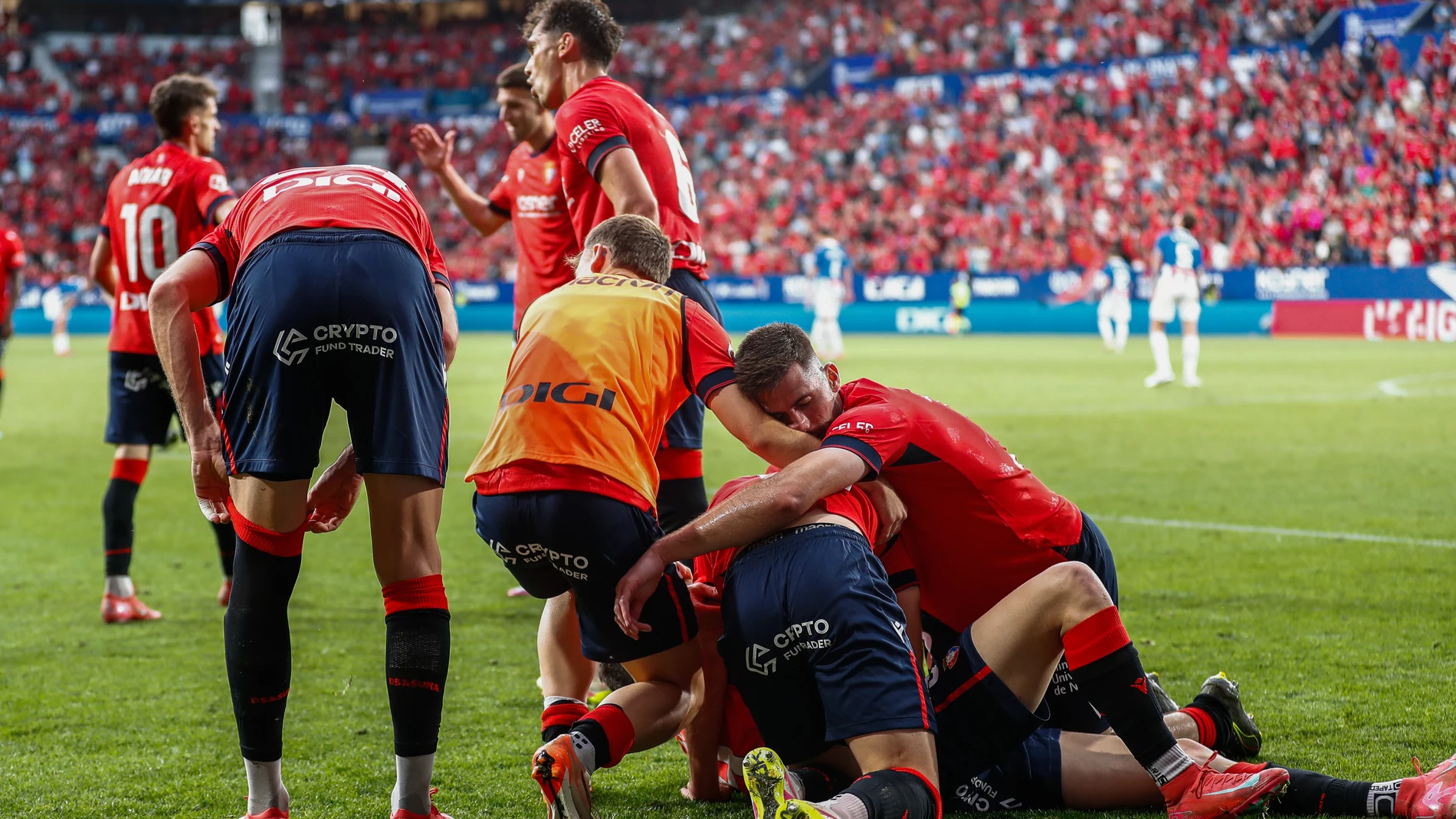 Raul Garcia of CA Osasuna celebrates a goal during the Spanish League, LaLiga EA Sports, football match played between CA Osasuna and RCD Espanyol at El Sadar stadium on May 18, 2025, in Pamplona, Navarra, Spain. AFP7 18/05/2025 ONLY FOR USE IN SPAIN