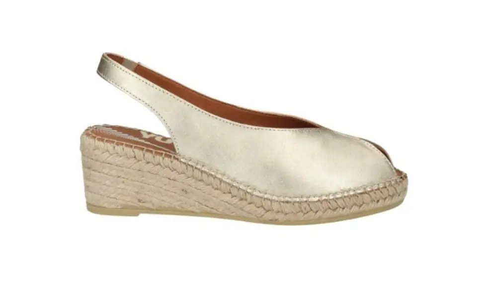Alpargata Peep Toes Cuña Baja YUTEFLEX Piel Oro