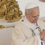 Pope Leo XIV wears the fisherman's ring, a symbol of the papacy, during a Mass for the formal inauguration of Pope Leo XIV's pontificate, in St. Peter's Square, at the Vatican, Sunday, May 18, 2025.
