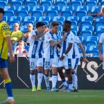 Los jugadores del Leganés celebran el gol de Raba a Las Palmas