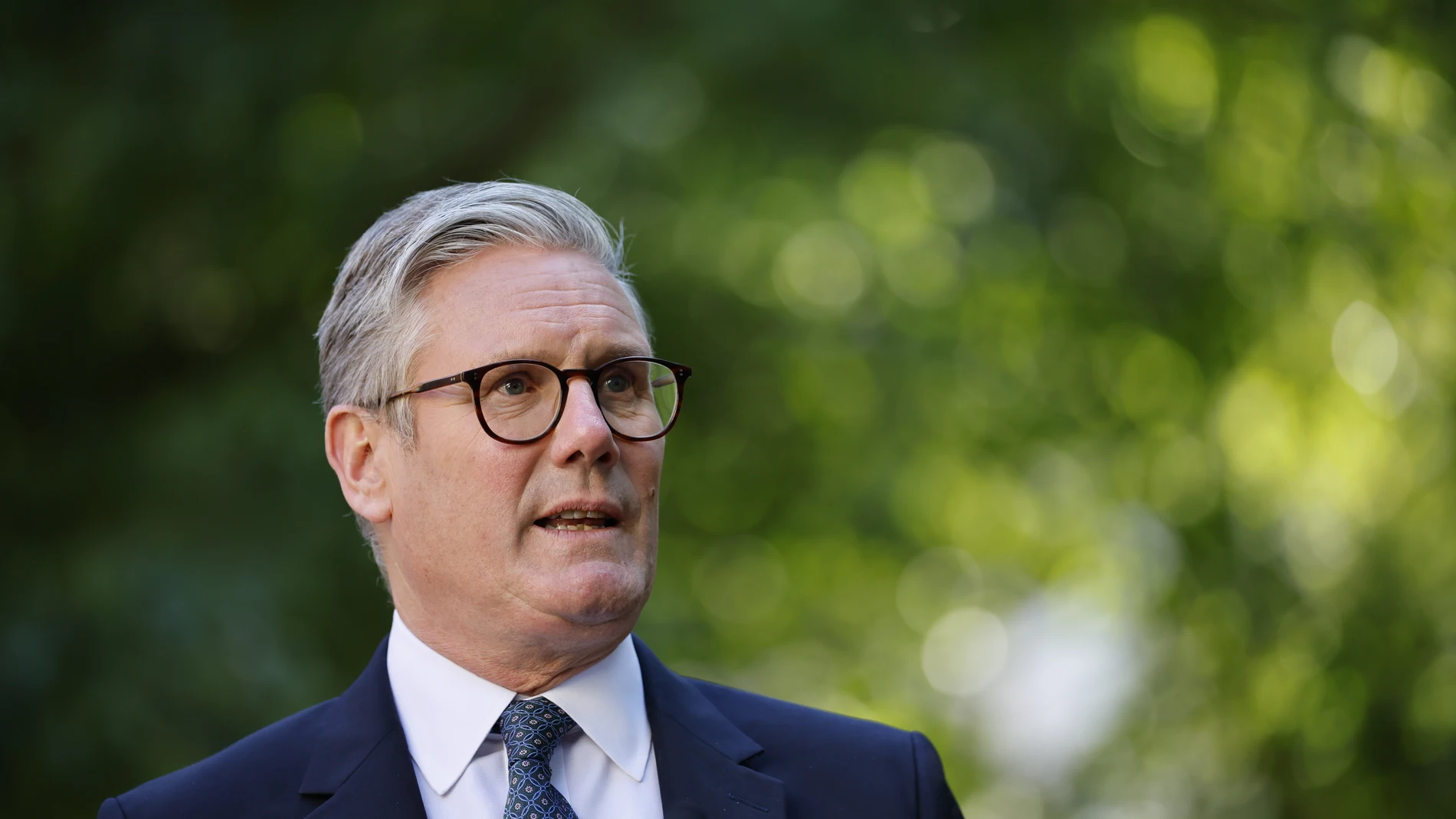 London (United Kingdom), 19/05/2025.- Britain's Prime Minister Keir Starmer delivers a speech at a reception for UK and EU businesses in the Downing Street Rose Garden following the UK-EU Summit, in London, Britain, 19 May 2025. (Reino Unido, Londres) EFE/EPA/TOLGA AKMEN/ POOL