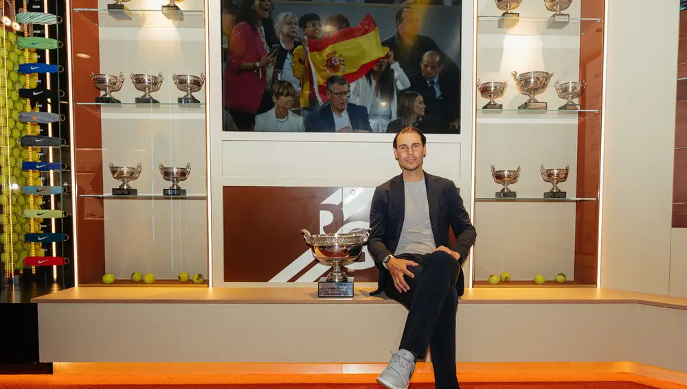 El extenista español Rafa Nadal en su nuevo espacio dedicado a Roland Garros en el Rafa Nadal Museum