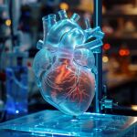 Impresora revolucionaria 3d crea órgano cardiaco para trasplantes médicos utilizando tecnología avanzada en un laboratorio. generado por inteligencia artificial
