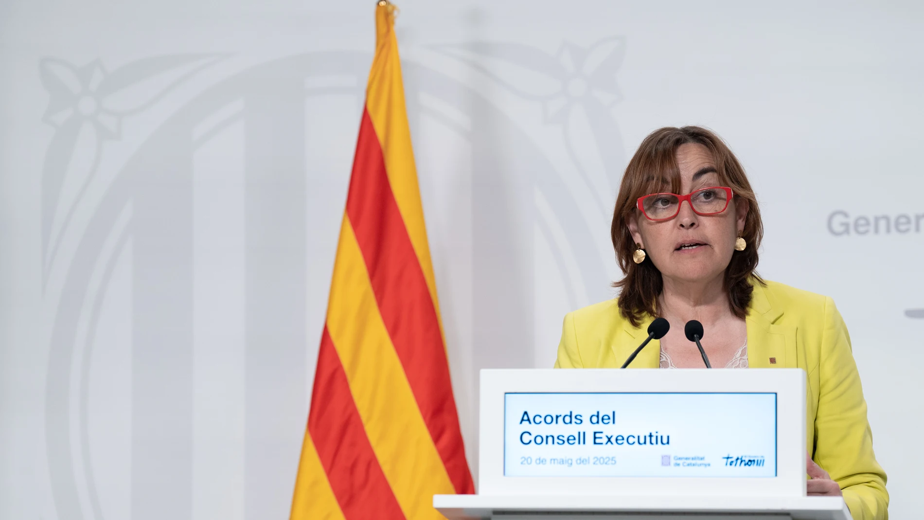 La portavoz del Govern, Silvia Paneque, en la rueda de prensa posterior al Consell Executiu. DAVID ZORRAKINO - EUROPA PRESS 20/05/2025