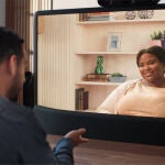 Un ejemplo de videollamada de Google Beam