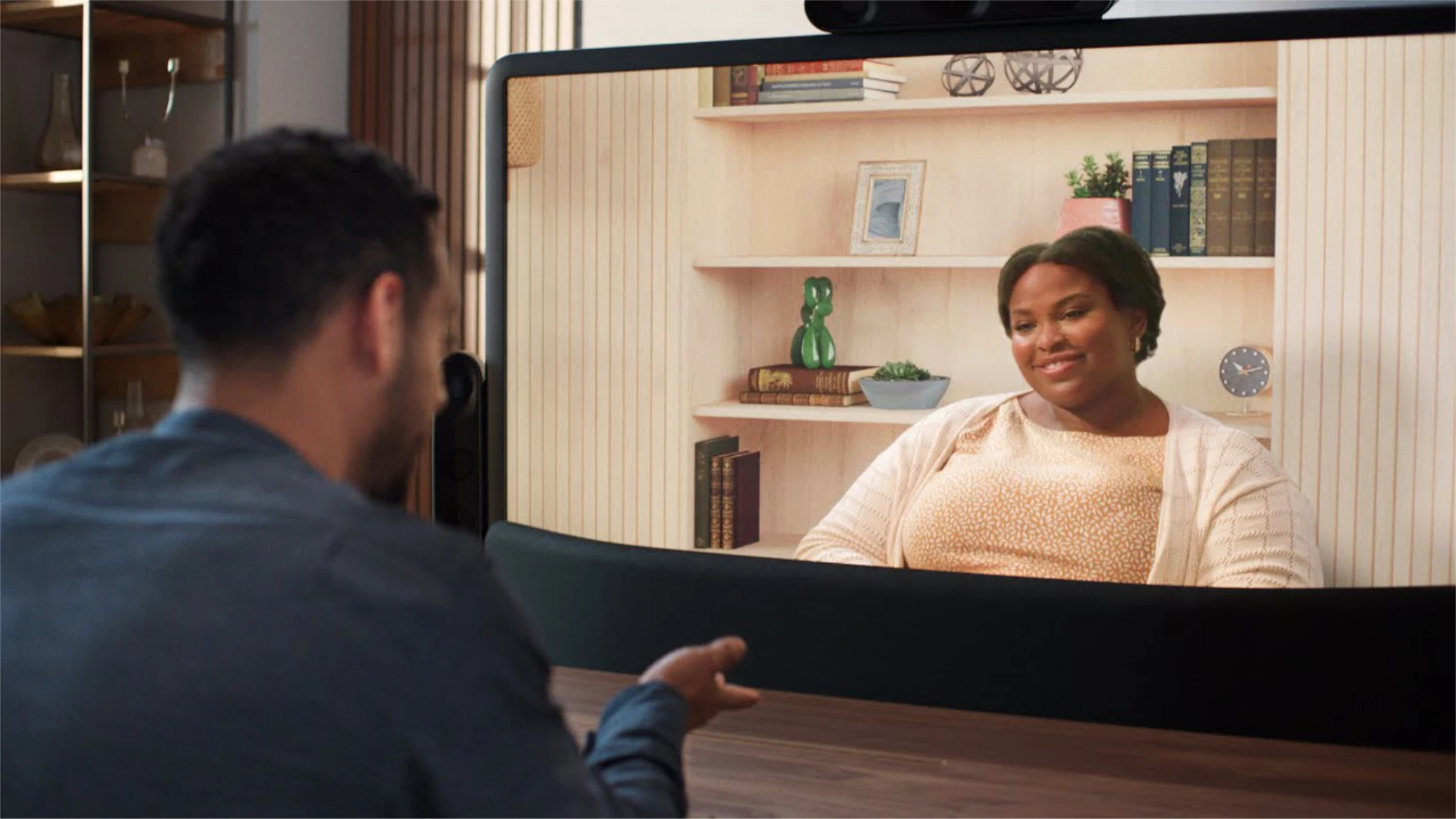 Un ejemplo de videollamada de Google Beam