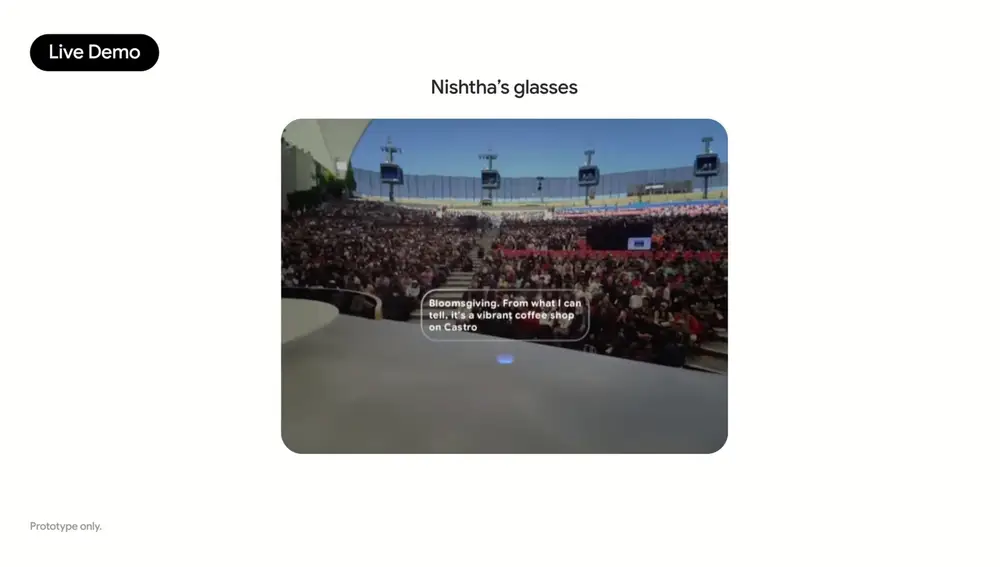 Interfaz de Android XR en un prototipo de gafas