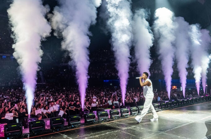 Myke Towers durante su primer concierto en el Movistar Arena de Madrid
