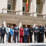 Alicia García junto a los senadores del PP de los territorios afectados por la reducción de líneas AVE