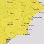 MURCIA.-Toda la Región estará en aviso amarillo por lluvias y tormentas en la madrugada de este viernes
