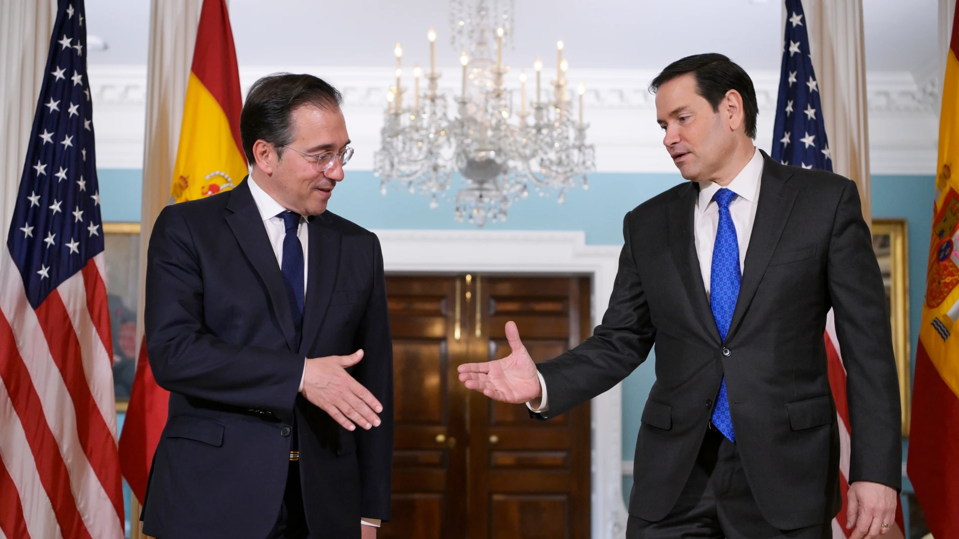 José Manuel Albares se reunió ayer con el secretario de Estado de Estados Unidos, Marco Rubio