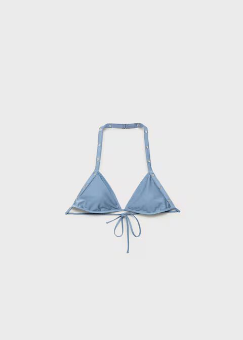 Top bikini triangular detalles eyelet.