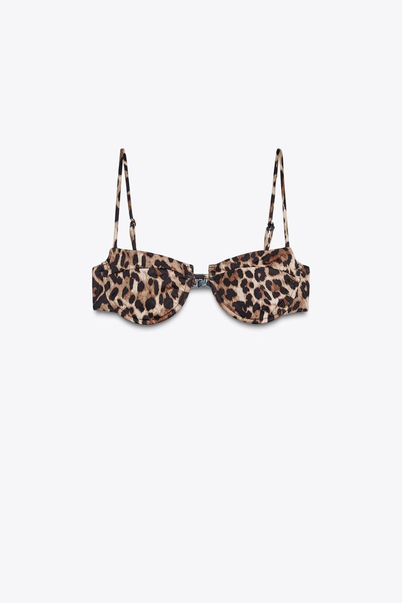 Top bikini aros estampado animal.