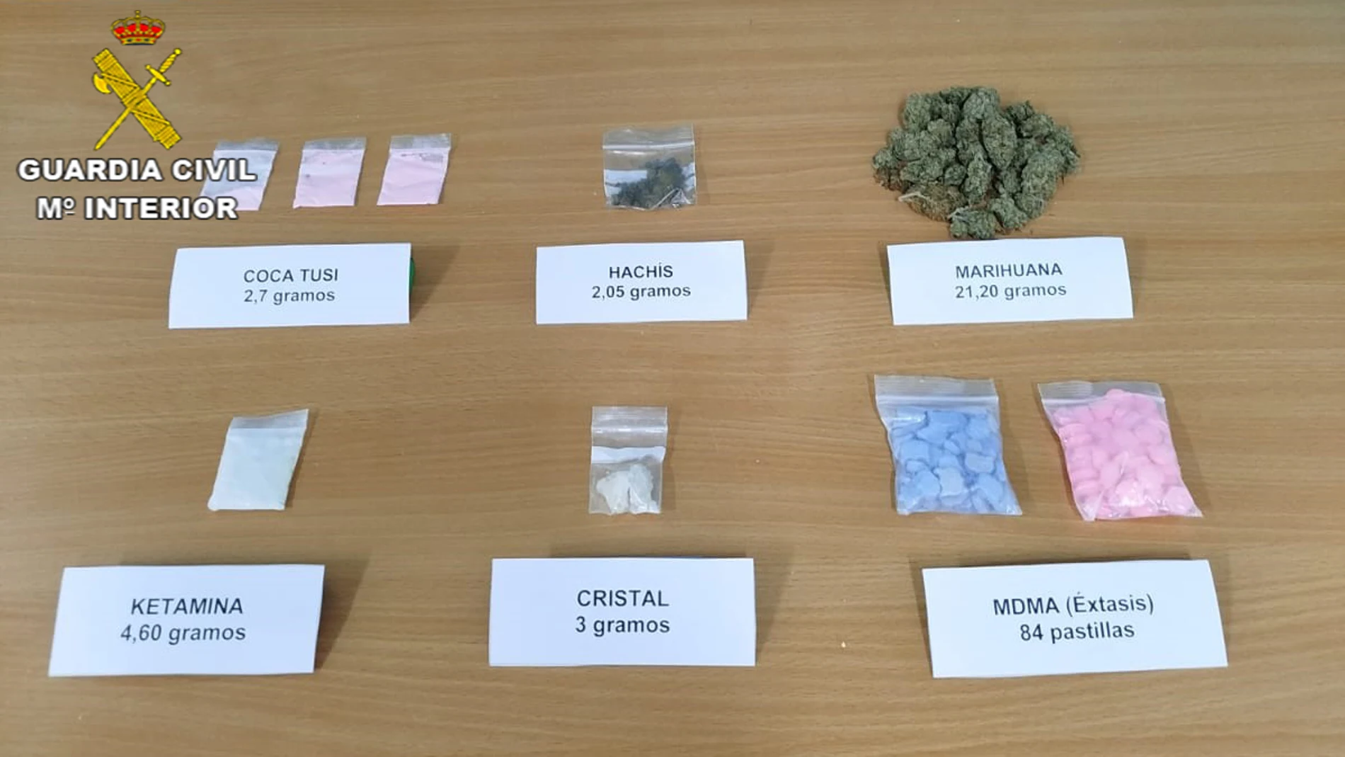 Las drogas incautadas por la Guardia Civil en Ciutadella, Menorca