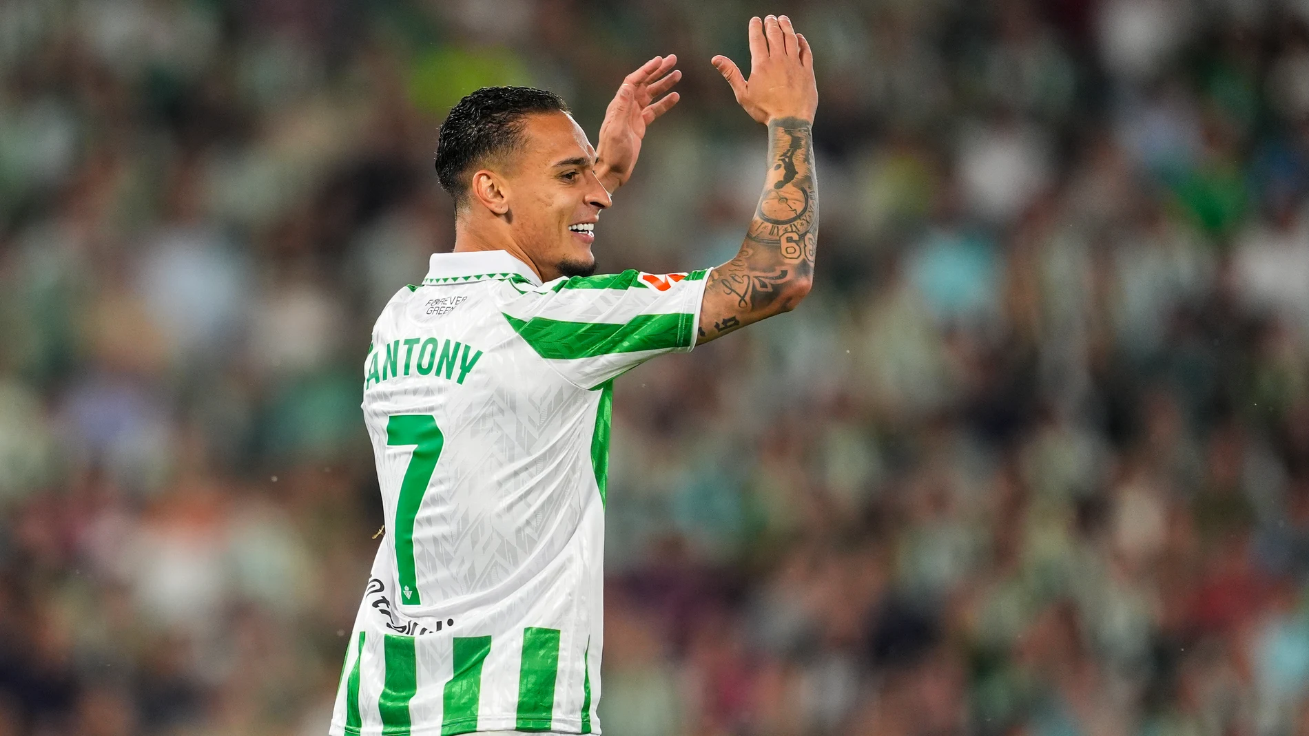 Antony Matheus dos Santos of Real Betis gestures during the Spanish league, LaLiga EA Sports, football match played between Real Betis and Valencia CF at Benito Villamarin stadium on May 23, 2025, in Sevilla, Spain.AFP7 23/05/2025 ONLY FOR USE IN SPAIN