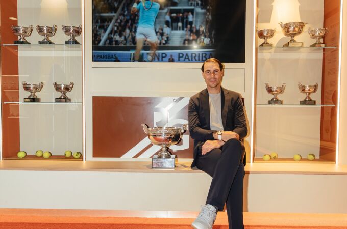 Rafa Nadal, en el espacio dedicado a Roland Garros en el museo de su academia en Manacor