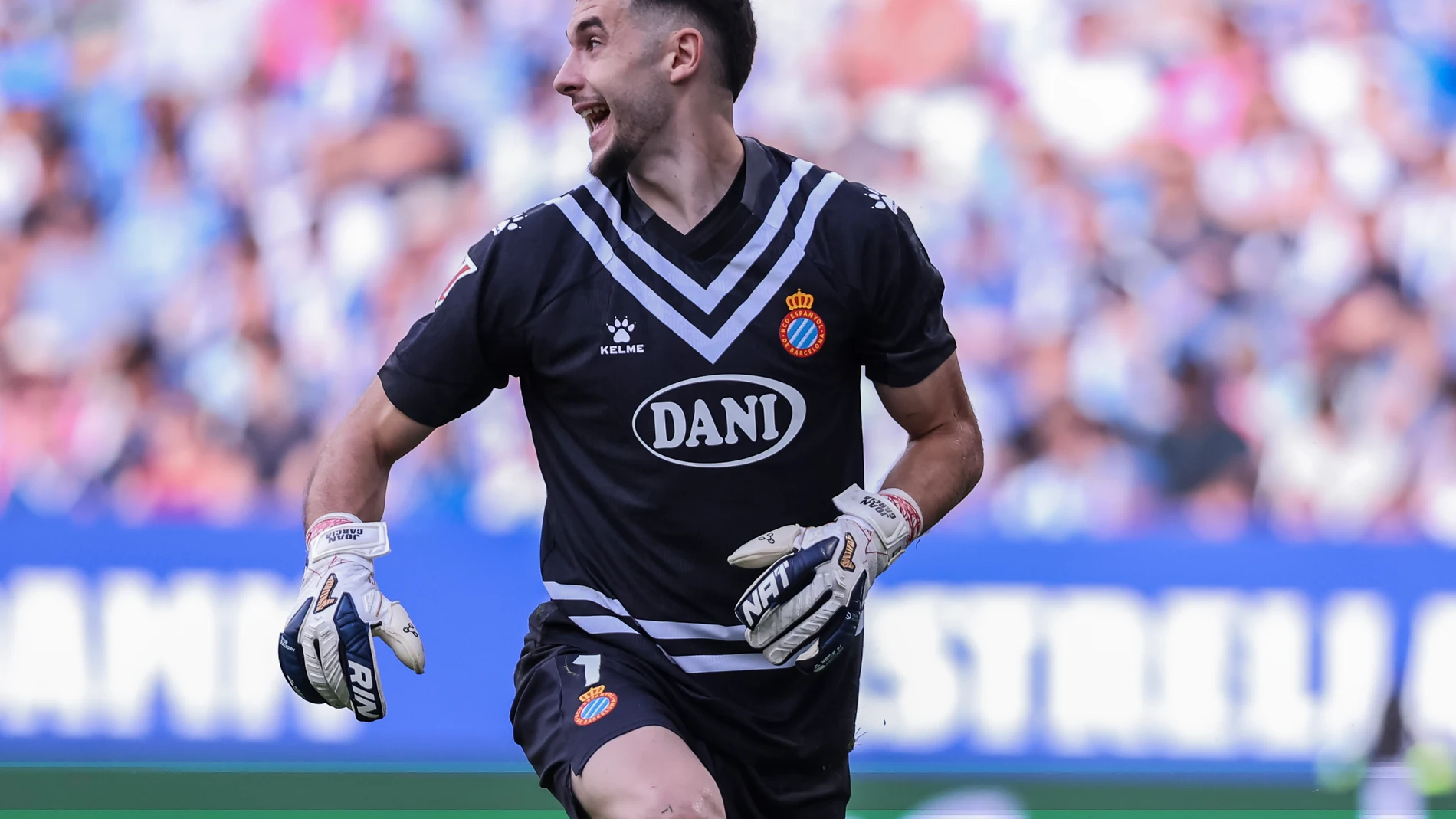Joan Garcia of RCD Espanyol reacts during the Spanish league, La Liga EA Sports, football match played between RCD Espanyol and UD Las Palmas at RCDE Stadium on May 24, 2025 in Cornella, Barcelona, Spain. AFP7 24/05/2025 ONLY FOR USE IN SPAIN