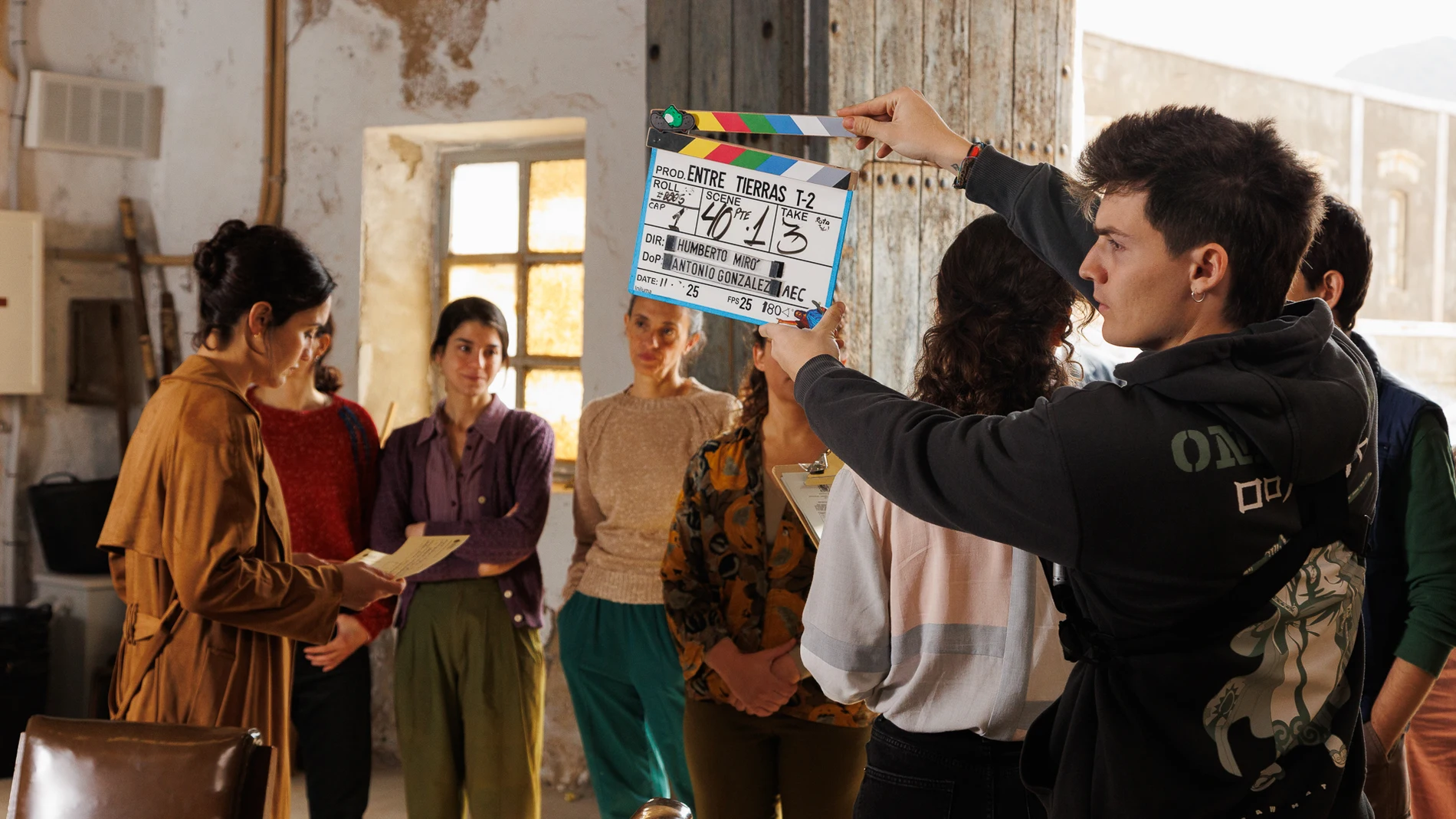 Uno de los momentos del rodaje de la segunda temporada de "Entre Tierras"