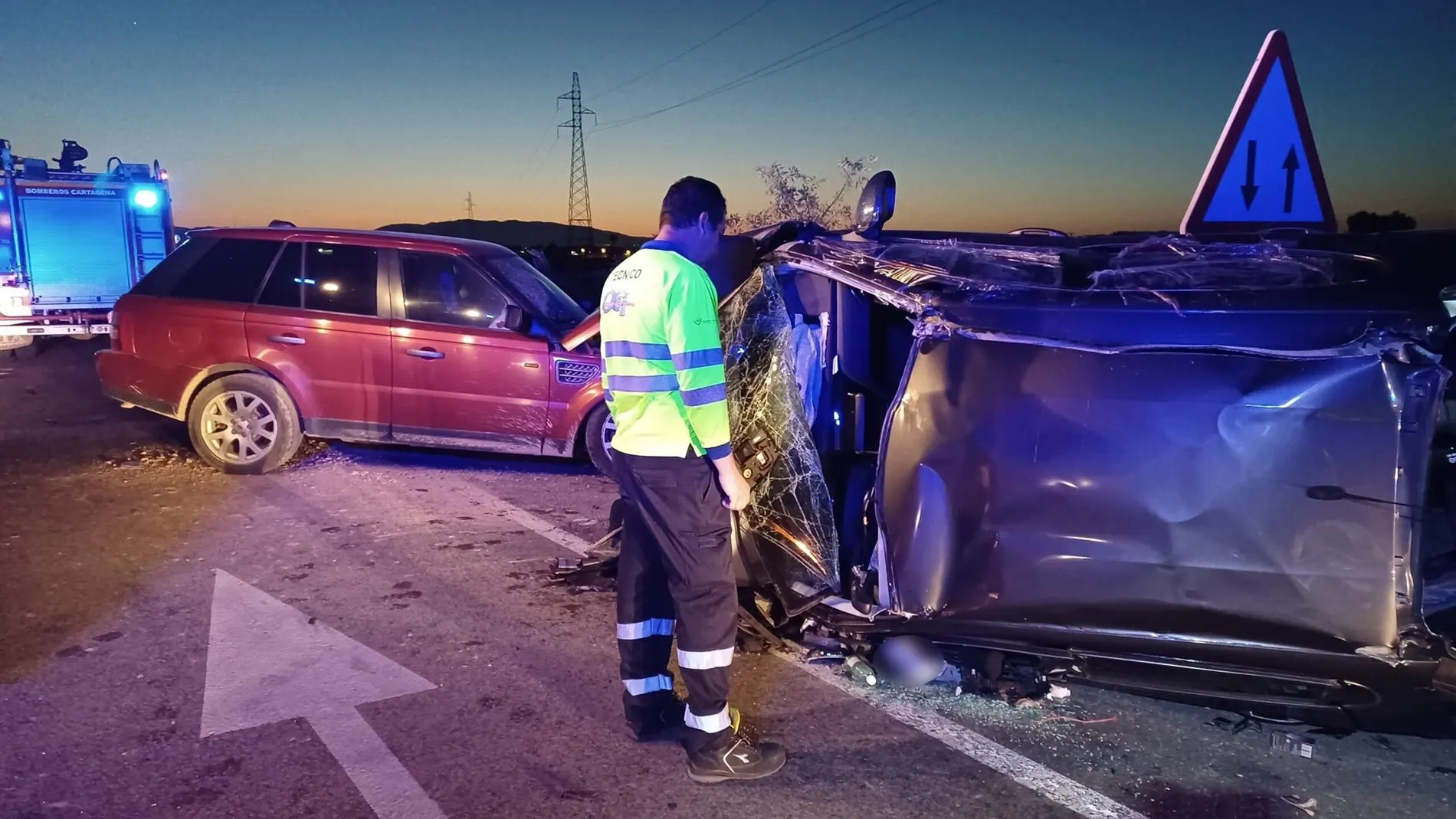 MURCIA.-Sucesos.- Una mujer fallece y varias personas resultan heridas en Cartagena en un choque frontal entre dos turismos