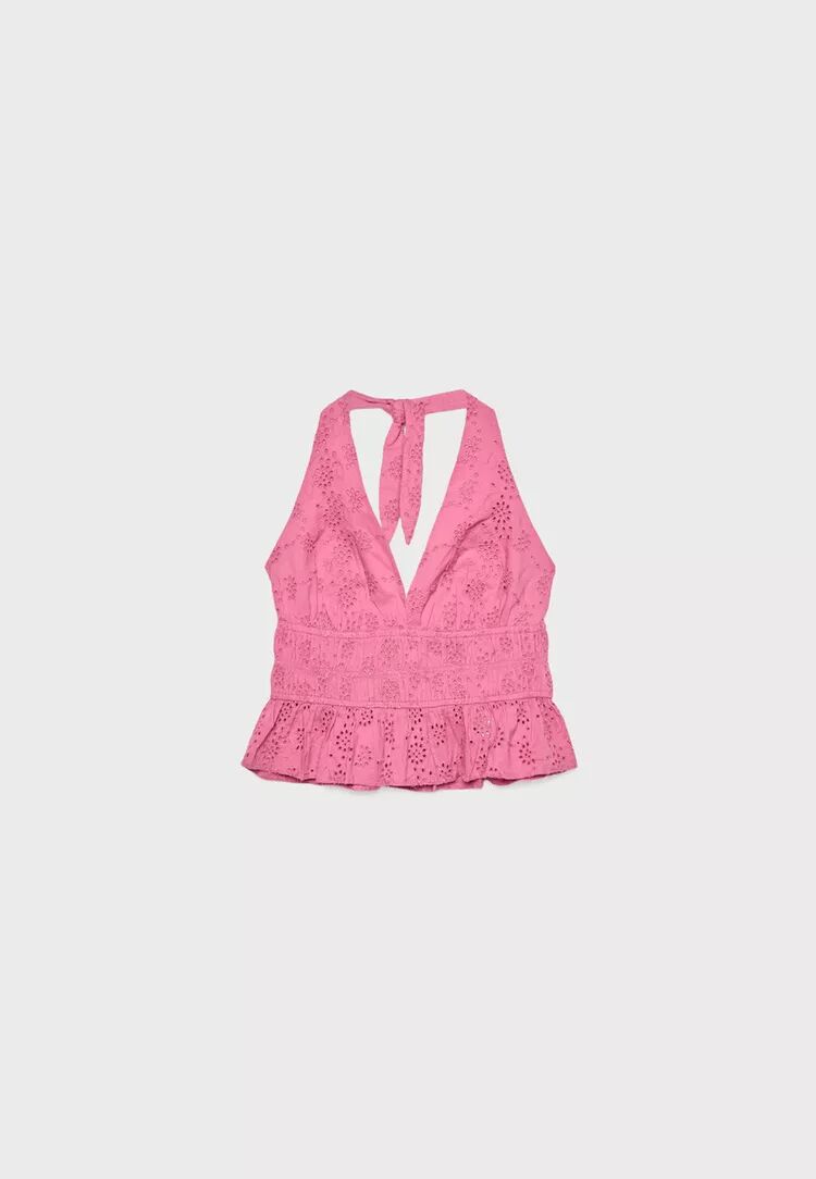 Top halter bordado.