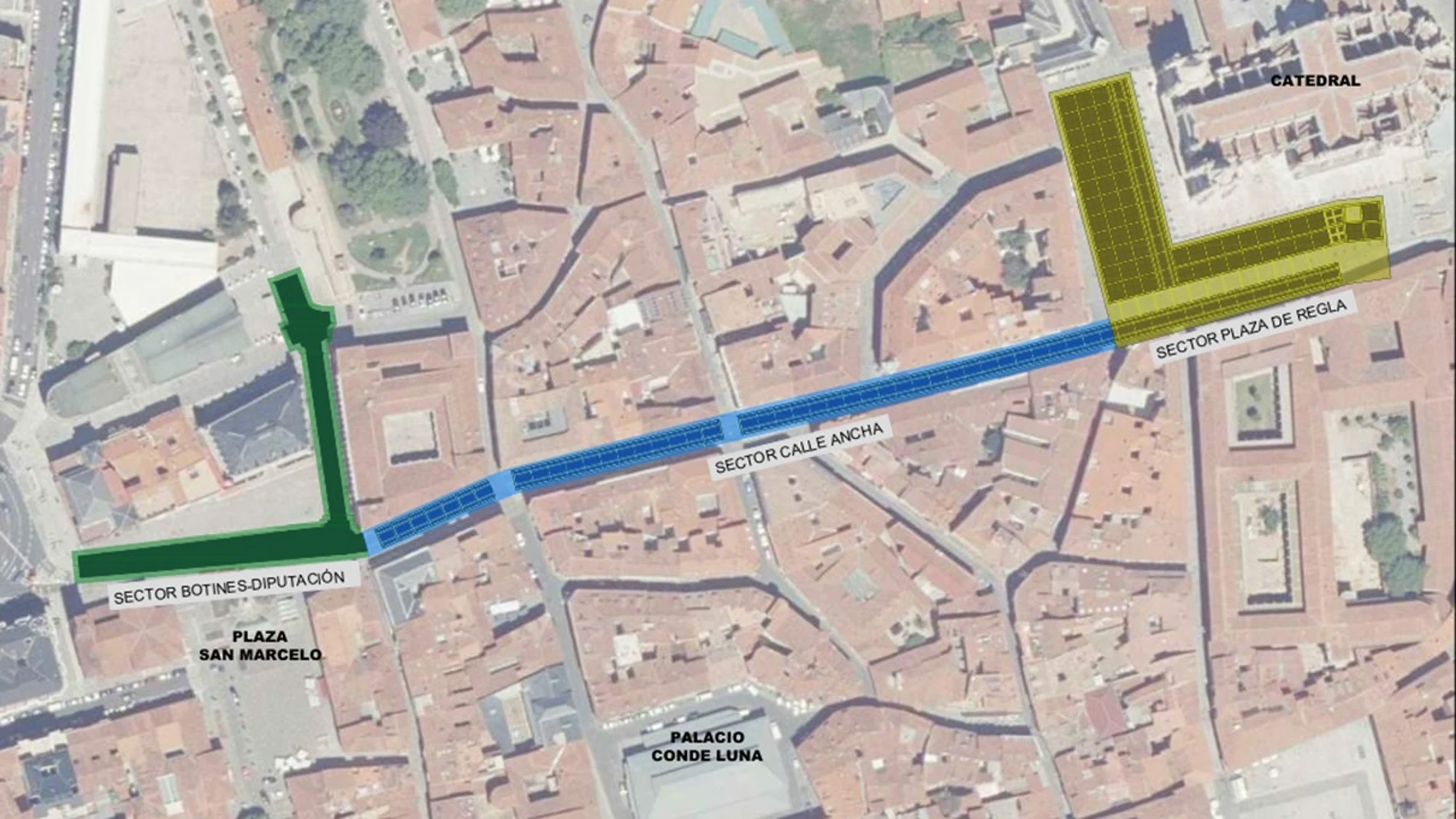 Plano de los trabajos que se van a acometer en el casco histórico de León