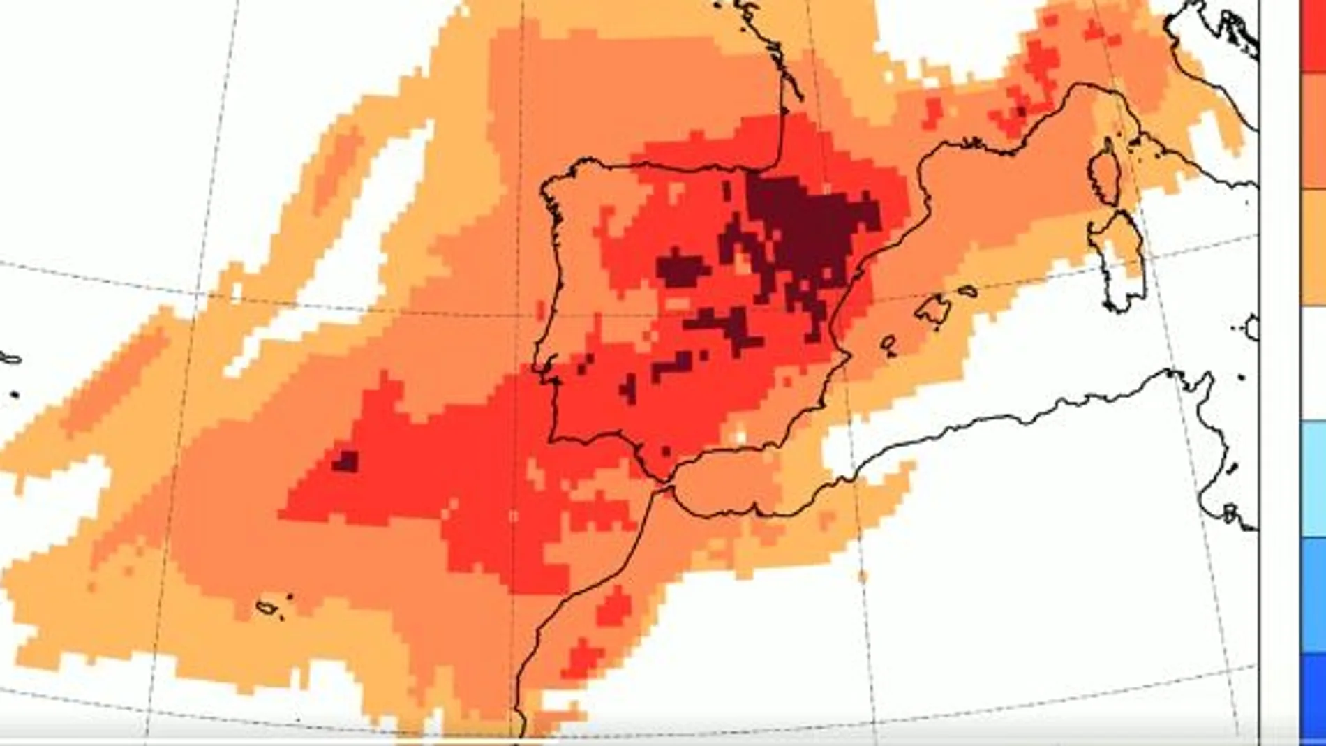 Masa de aire extraordinariamente cálida para la época