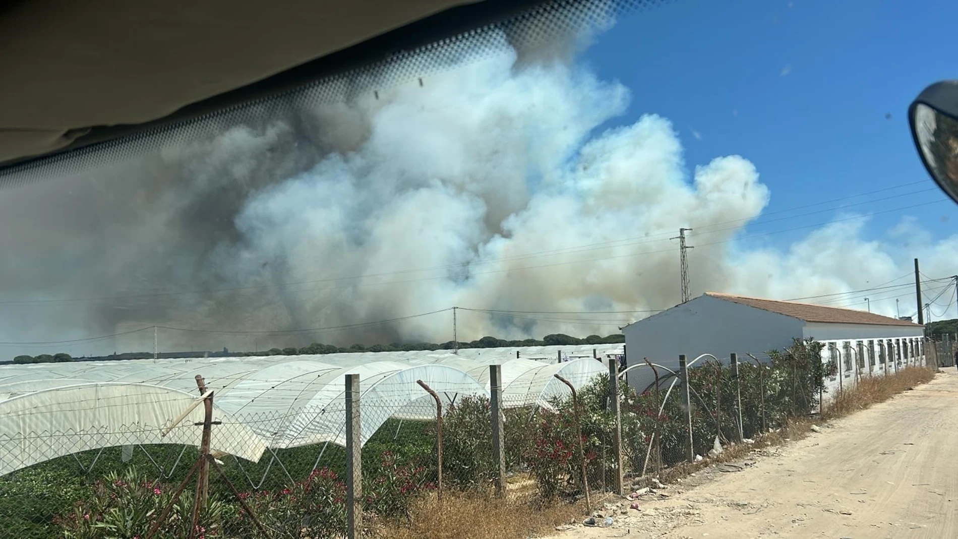 Imagen del incendio del paraje La Malvina de Moguer (Huelva)