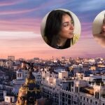 Imagen de la ciudad de Madrid junto a dos jóvenes de Barcelona