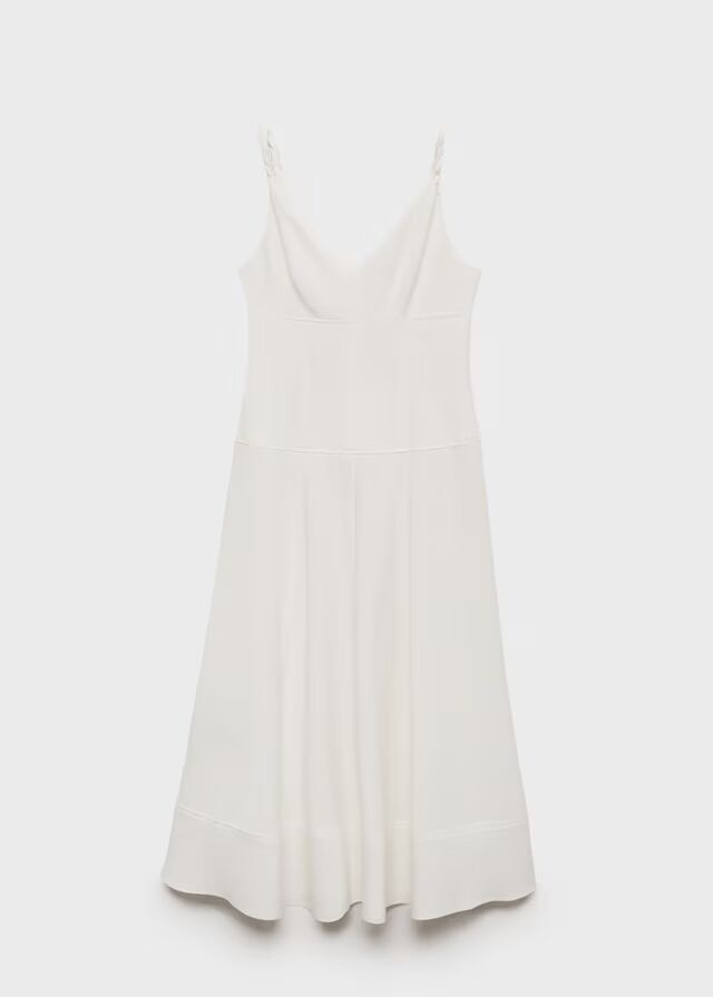 Vestido largo escote pico.