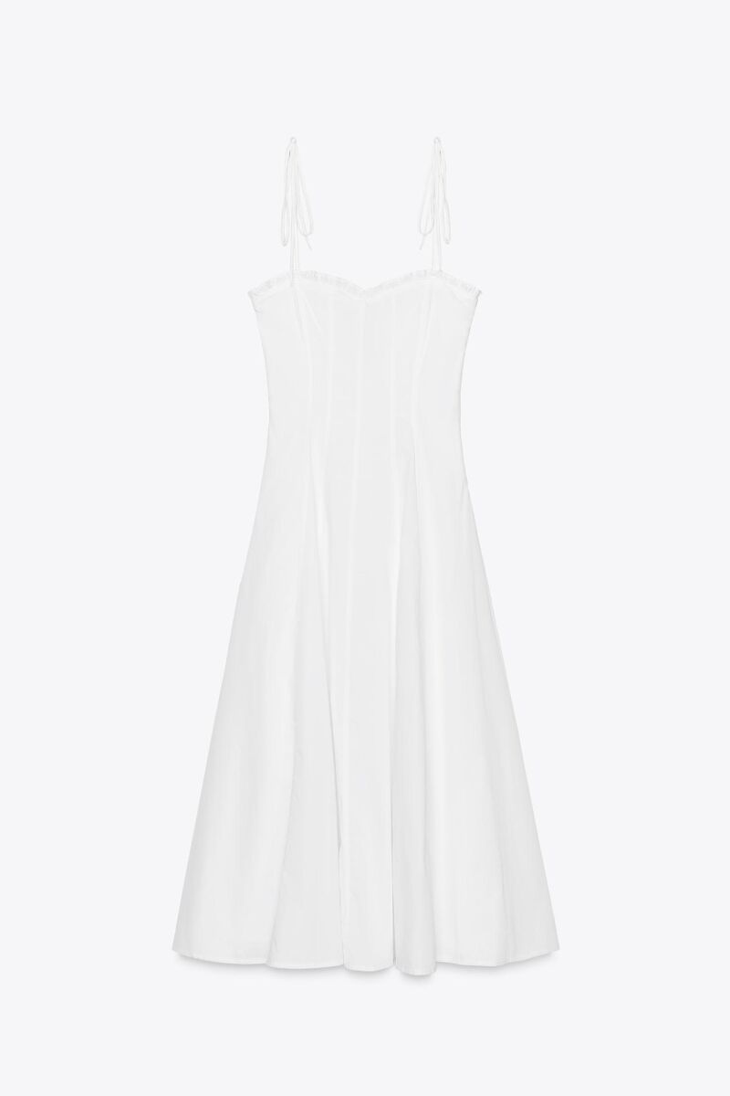 Vestido midi popelín volantes.