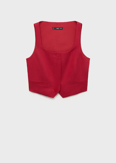 Chaleco traje mezcla lino.