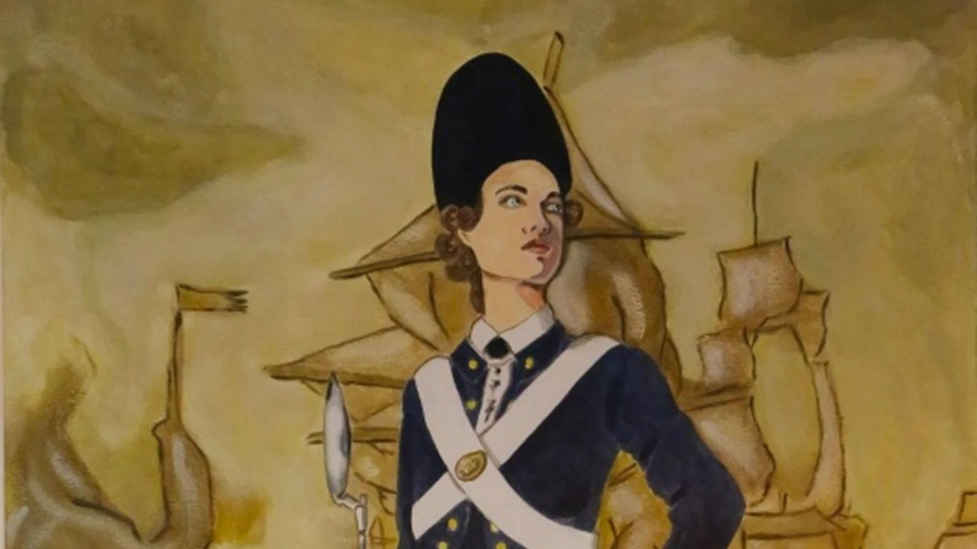 Retrato de la primera mujer infante de marina, María Antonia Soto.