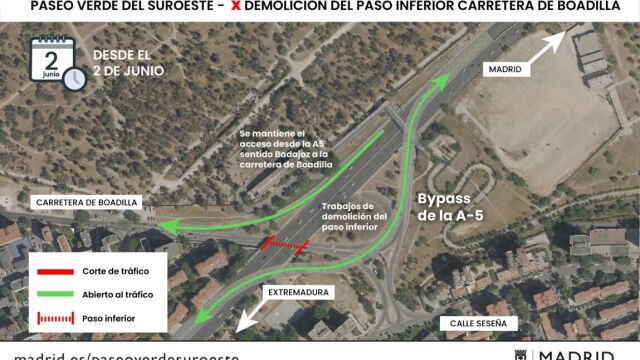 Demolición paso inferior de la carretera de Boadilla del Monte