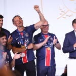 Luis Enrique, en plena celebración en la recepción de Macron