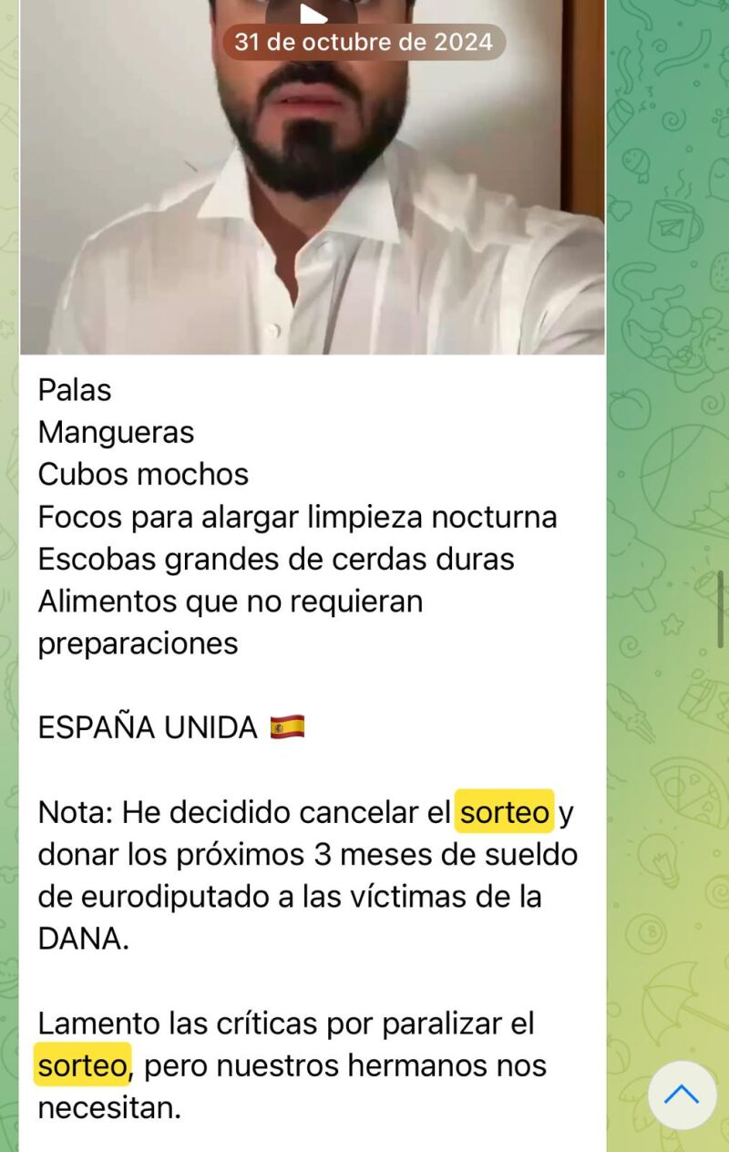 Anuncio de la cancelación del sorteo de su sueldo.