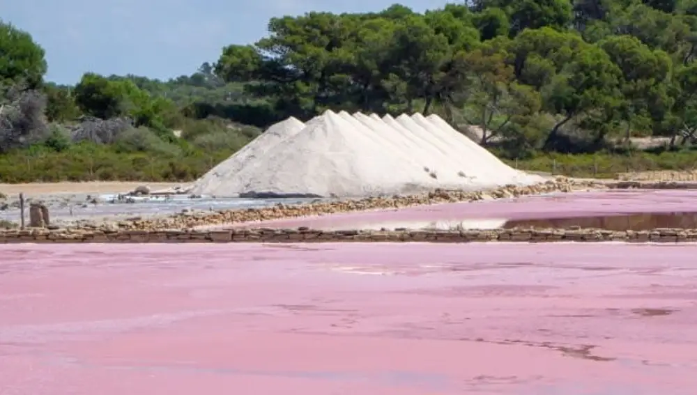 Una montaña de sal, en el Parque Natural de ses Salines de Ibiza