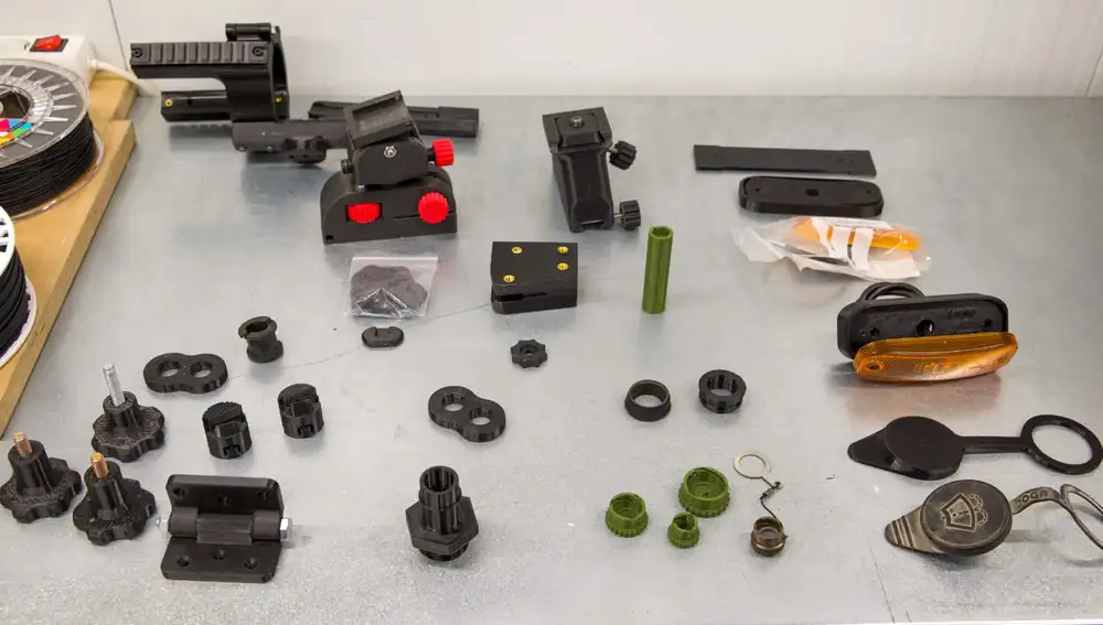 Piezas impresa por la impresora en 3D.