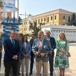 El alcalde de Murcia, José Ballesta, y el presidente de Scrats, Lucas Jiménez,informan sobre los pormenores del acto de este jueves en defensa del trasvase Tajo-Segura