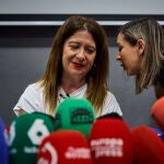 La exmilitante socialista Leire Díez, en la rueda de prensa que dio ayer