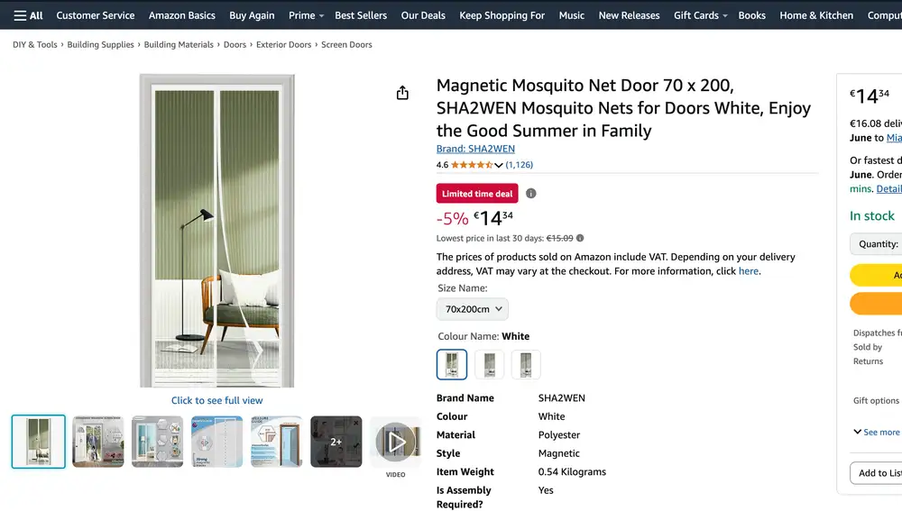 Mosquitera magnética para puertas o cortinas